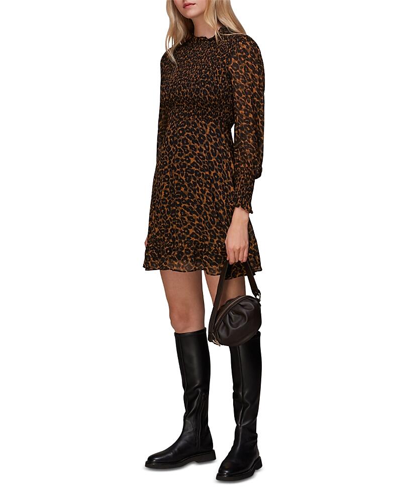 Whistles Shirred Leopard Print Dress Cover