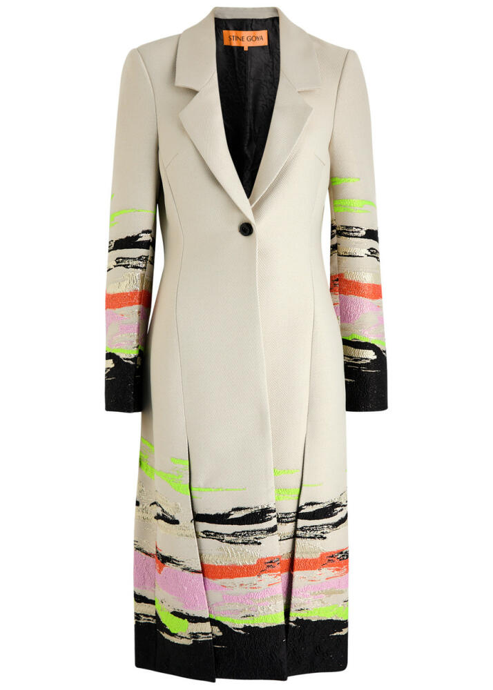 Stine Goya Aneta Metallic-jacquard Twill Coat - Grey Cover