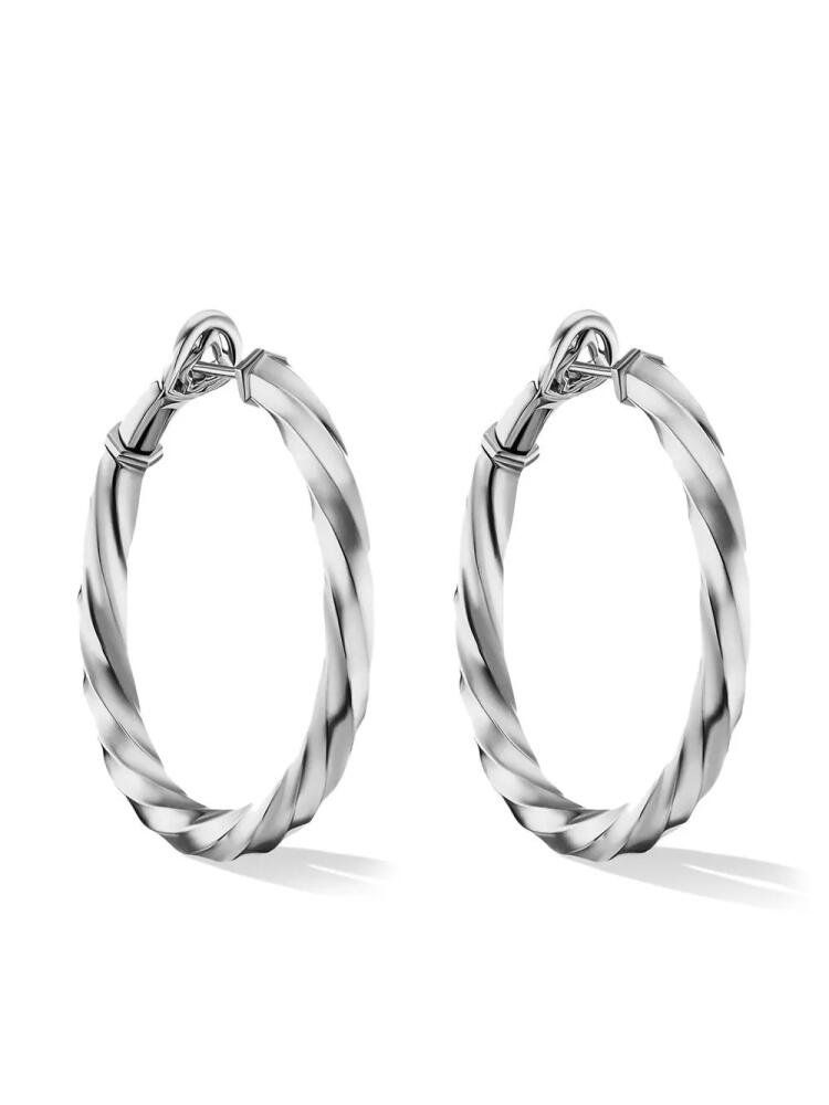 David Yurman sterling silver Cable Edge hoop earrings Cover