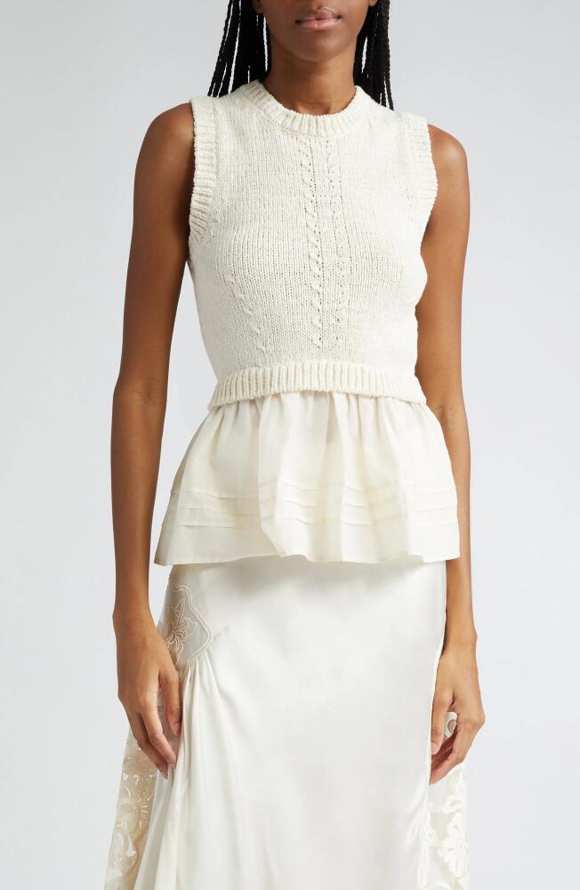 Ulla Johnson Edda Peplum Sweater Vest in Ivory Cover