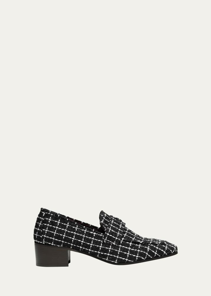 Bougeotte Tweed Medallion Heeled Loafers Cover