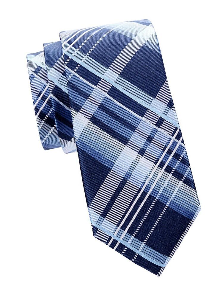 Saks Fifth Avenue Men's Plaid Silk Tie - Blue Cover