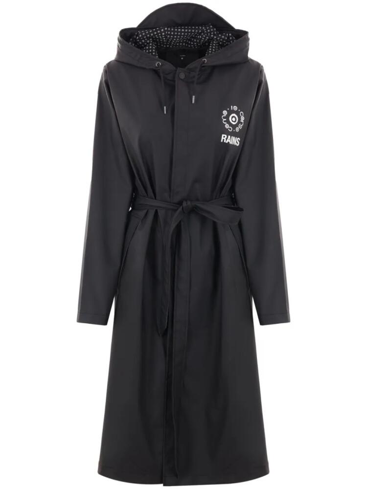 Rains printed belted raincoat - Black Cover