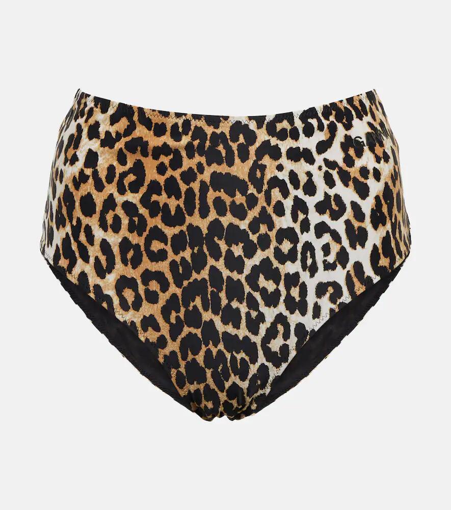 Ganni Leopard-print high-rise bikini bottoms Cover