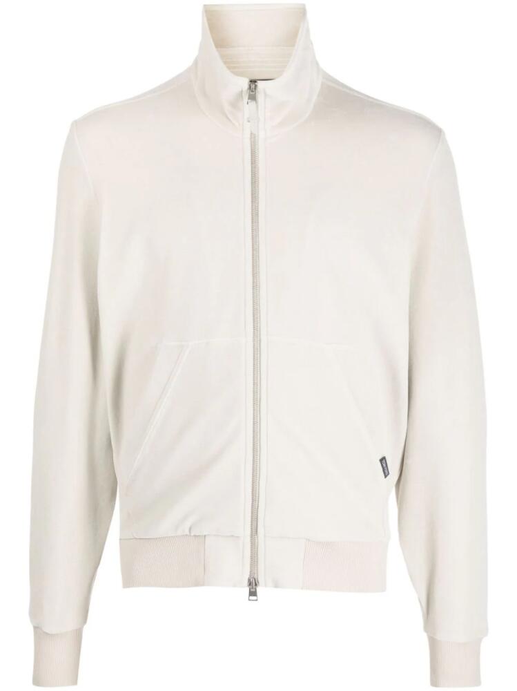 TOM FORD funnel-neck velour zip sweatshirt - Neutrals Cover