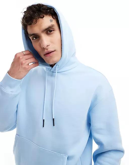 Bershka basic hoodie in blue Cover