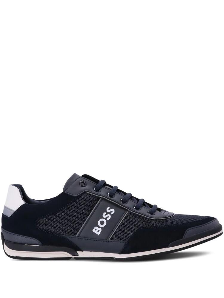 BOSS reflective logo mesh sneakers - Blue Cover