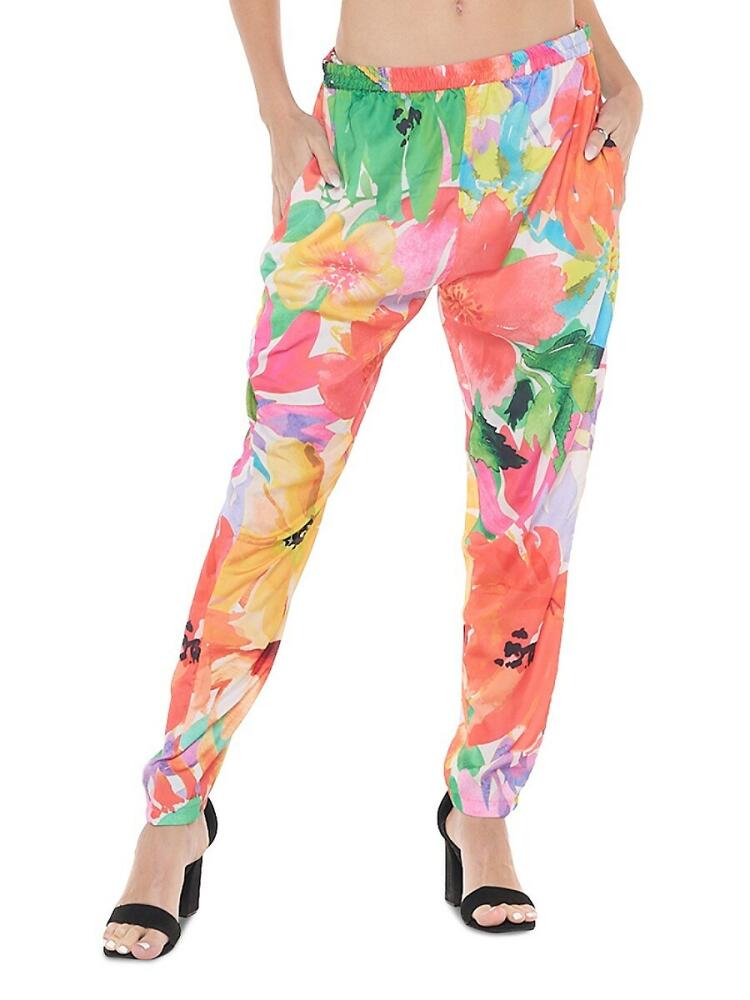 Ranee's Women's Floral Cover Up Pants - Orange Cover