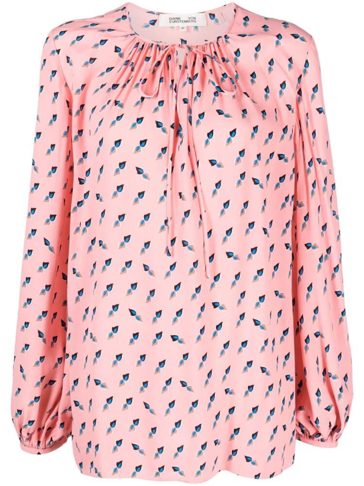 DVF Diane von Furstenberg graphic-print long-sleevd blouse - Pink Cover