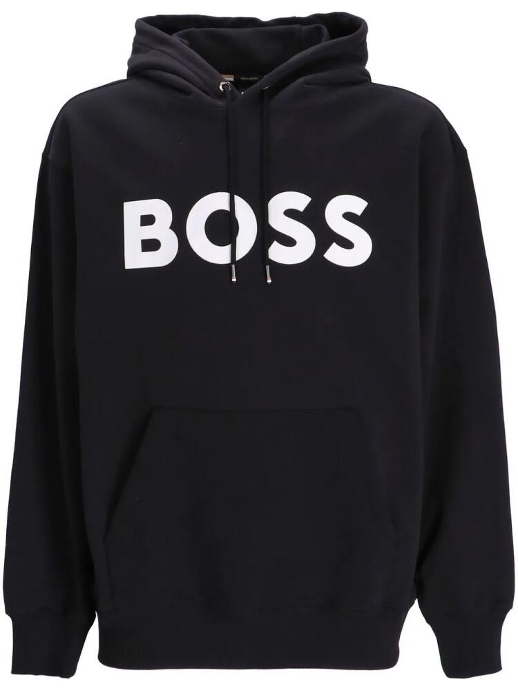 BOSS logo-print drawstring hoodie - Black Cover