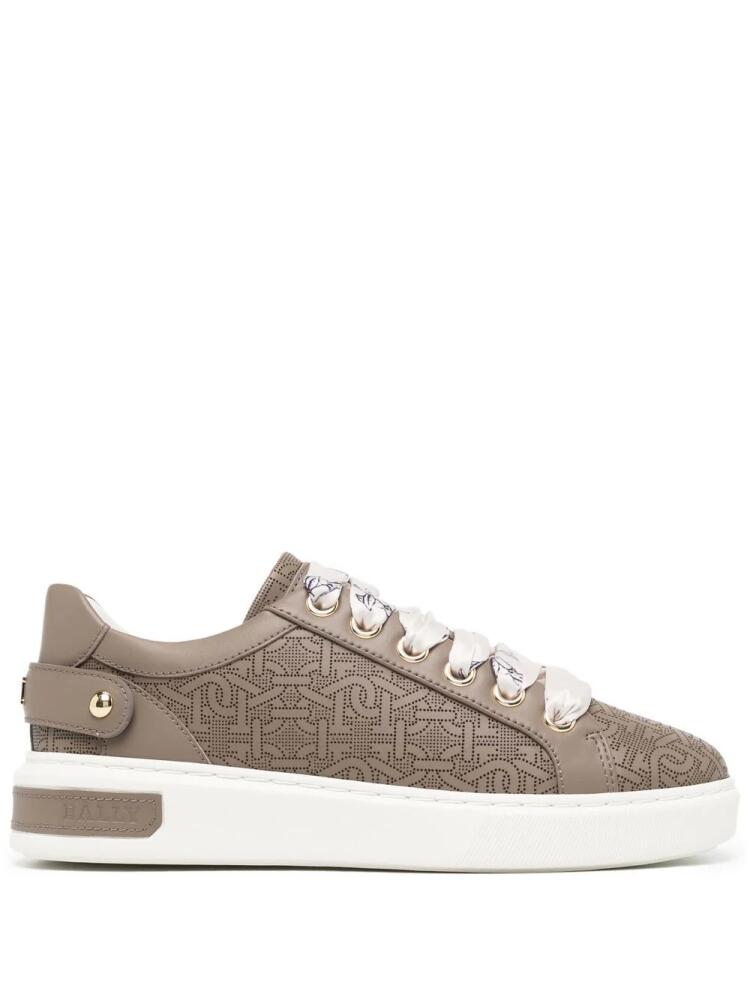 Bally perforated logo-print sneakers - Brown Cover