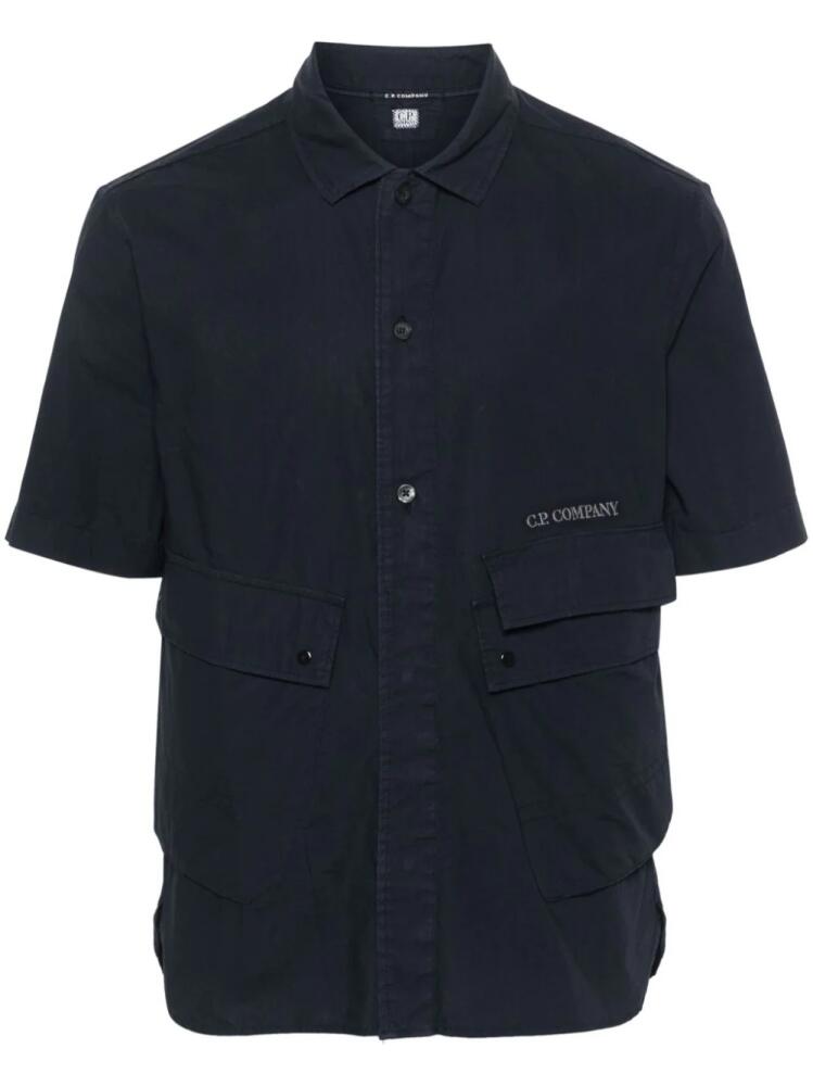 C.P. Company embroidered-logo cotton shirt - Blue Cover