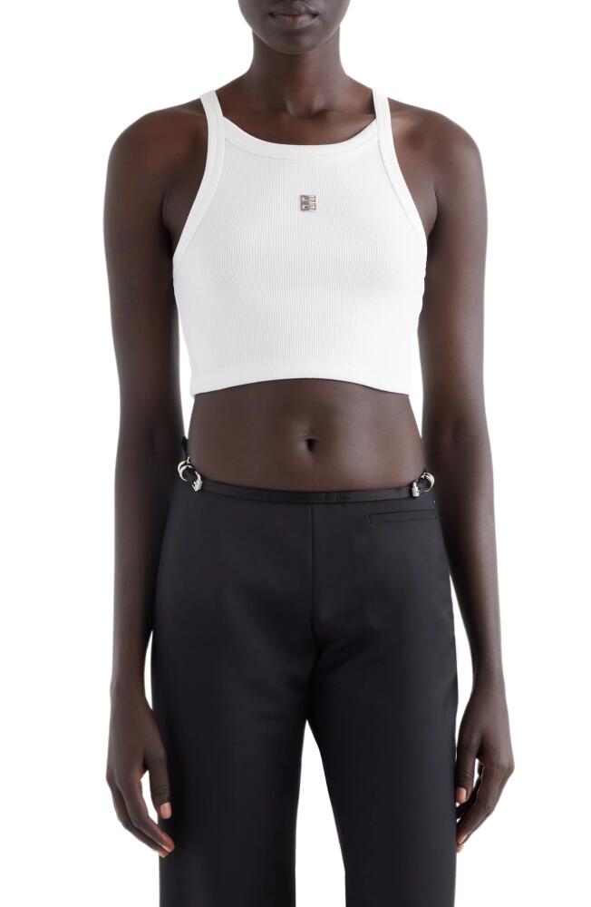 Givenchy 4G Rib Cotton Stretch Crop Tank in White Cover