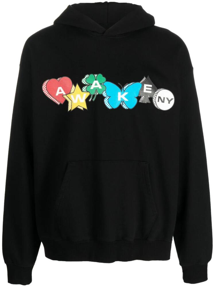 Awake NY graphic logo-print hoodie - Black Cover