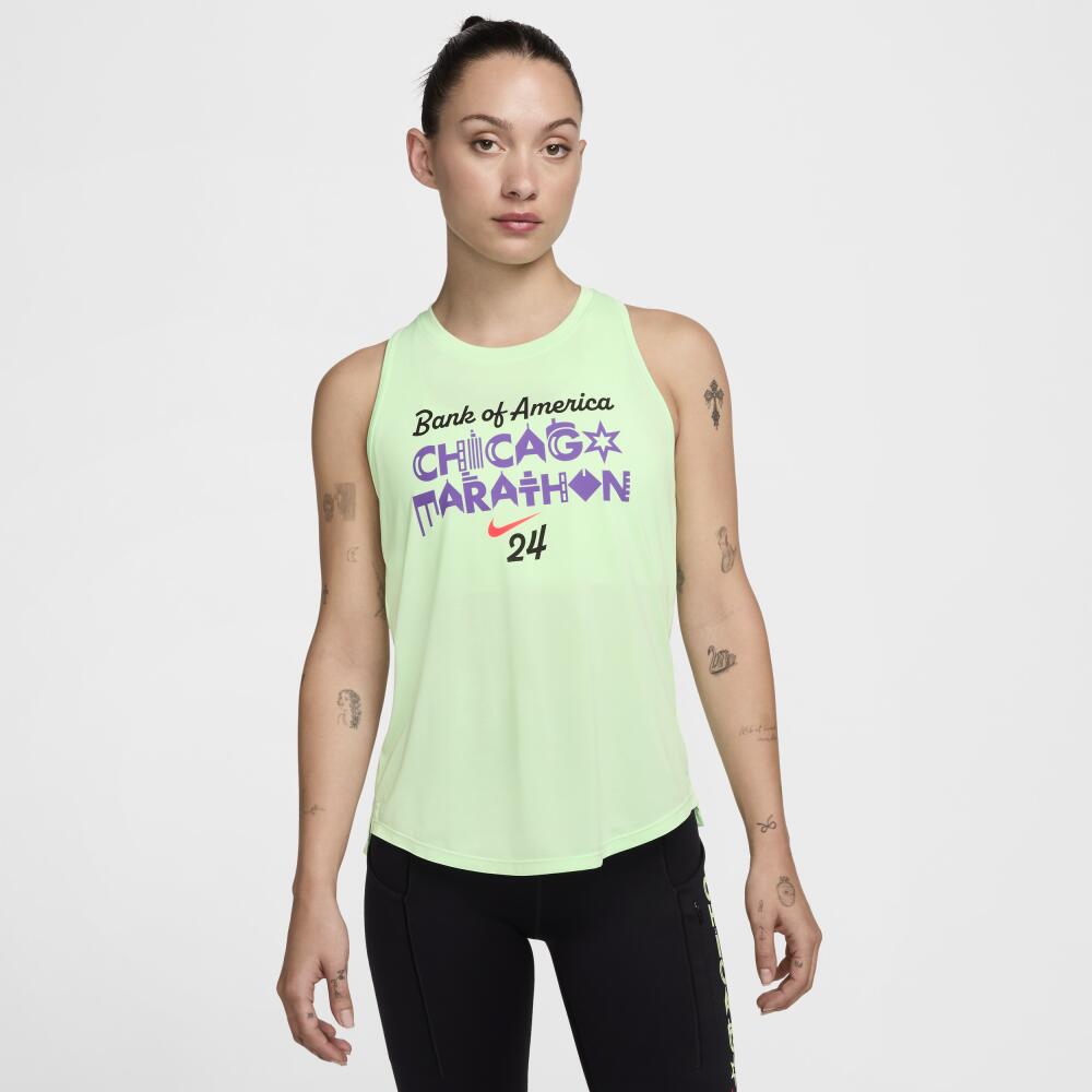 Nike Women's One Dri-FIT Running Tank Top in Green Cover