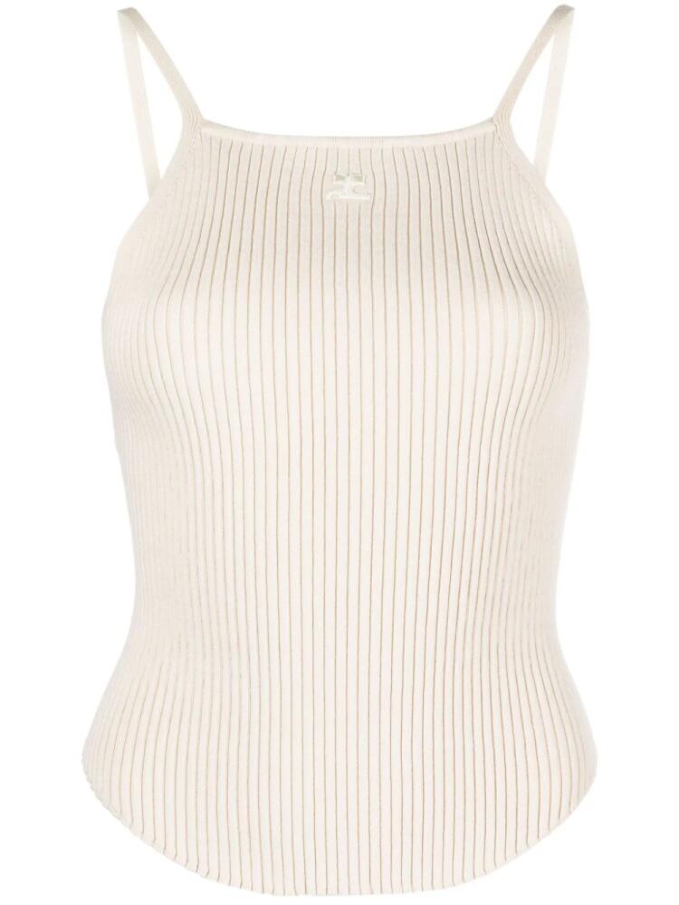 Courrèges logo-embroidered ribbed tank top - Neutrals Cover