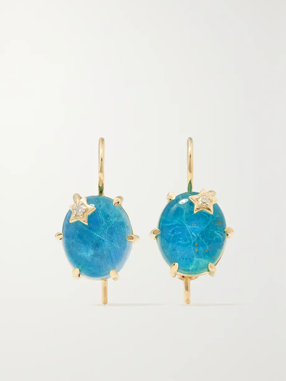 Andrea Fohrman - Mini Galaxy 14-karat Gold, Chrysocolla And Diamond Earrings - Blue Cover