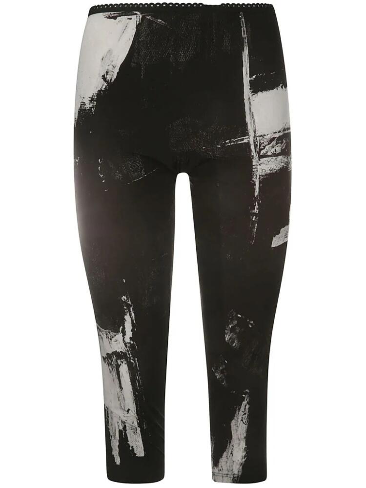 Yohji Yamamoto brushed-print cropped leggings - Black Cover