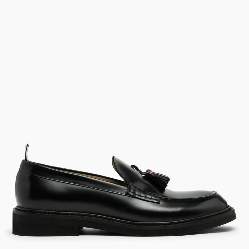 Thom Browne Black leather moccasin with tassels Cover