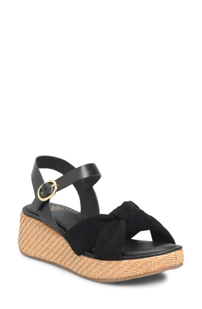 Söfft Farah Basketweave Platform Sandal in Black Suede Cover