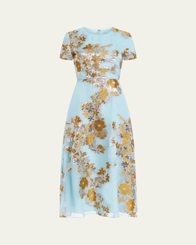 Markarian Mae Metallic Floral Chiffon Midi Dress Cover