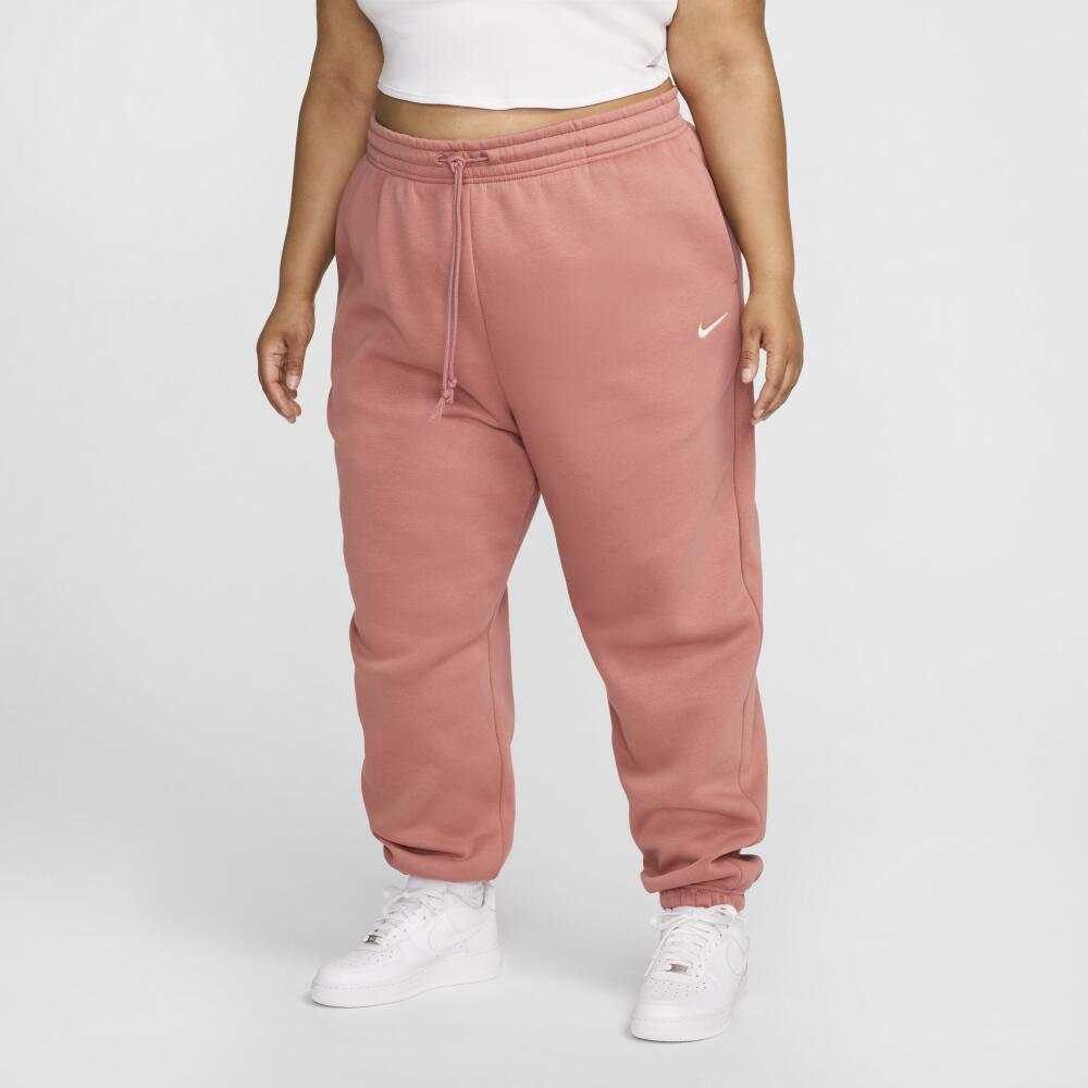 Women's Nike Sportswear Phoenix Fleece High-Waisted Oversized Sweatpants (Plus Size) in Pink Cover