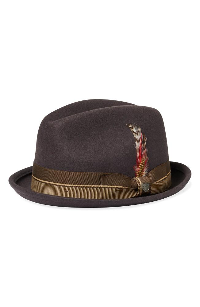 Brixton 20th Anniversary Gain Wool Fedora in Chocolate/Gold Cover