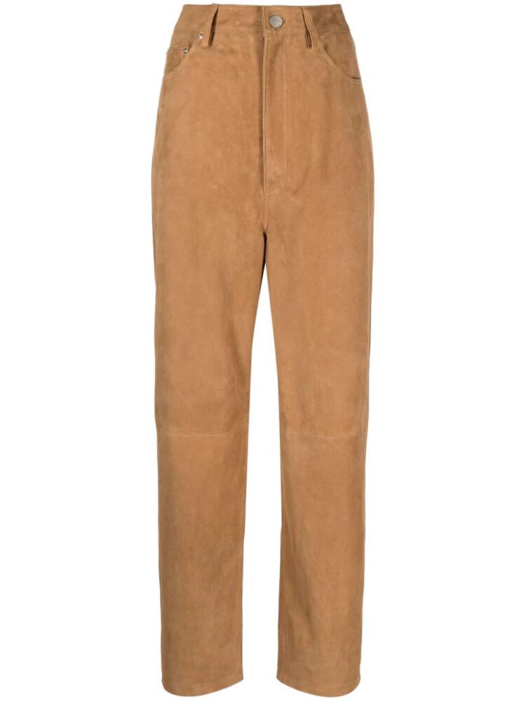 REMAIN bonded-seamed suede cocoon trousers - Brown Cover