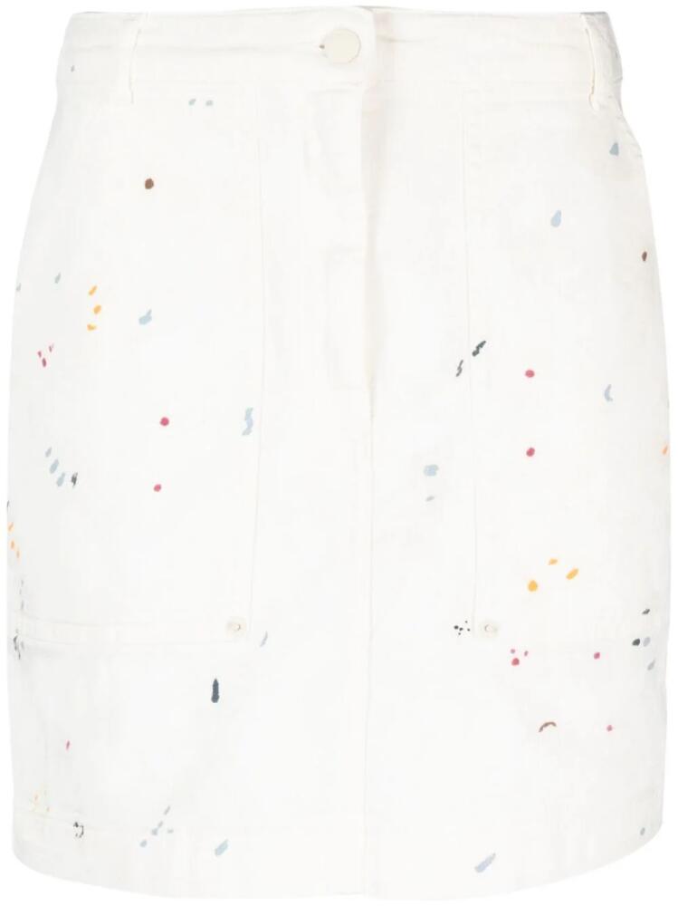 Emporio Armani paint-splatter short denim skirt - White Cover