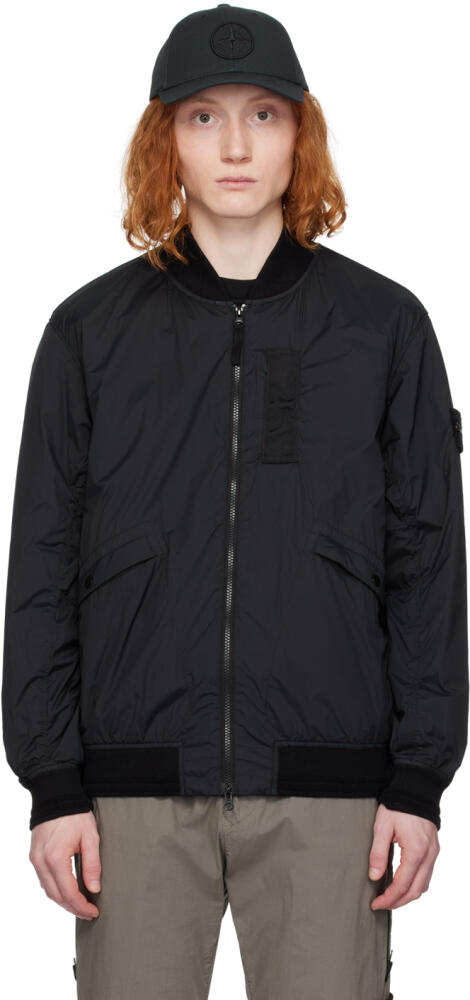 Stone Island Black Garment-Dyed Bomber Jacket Cover