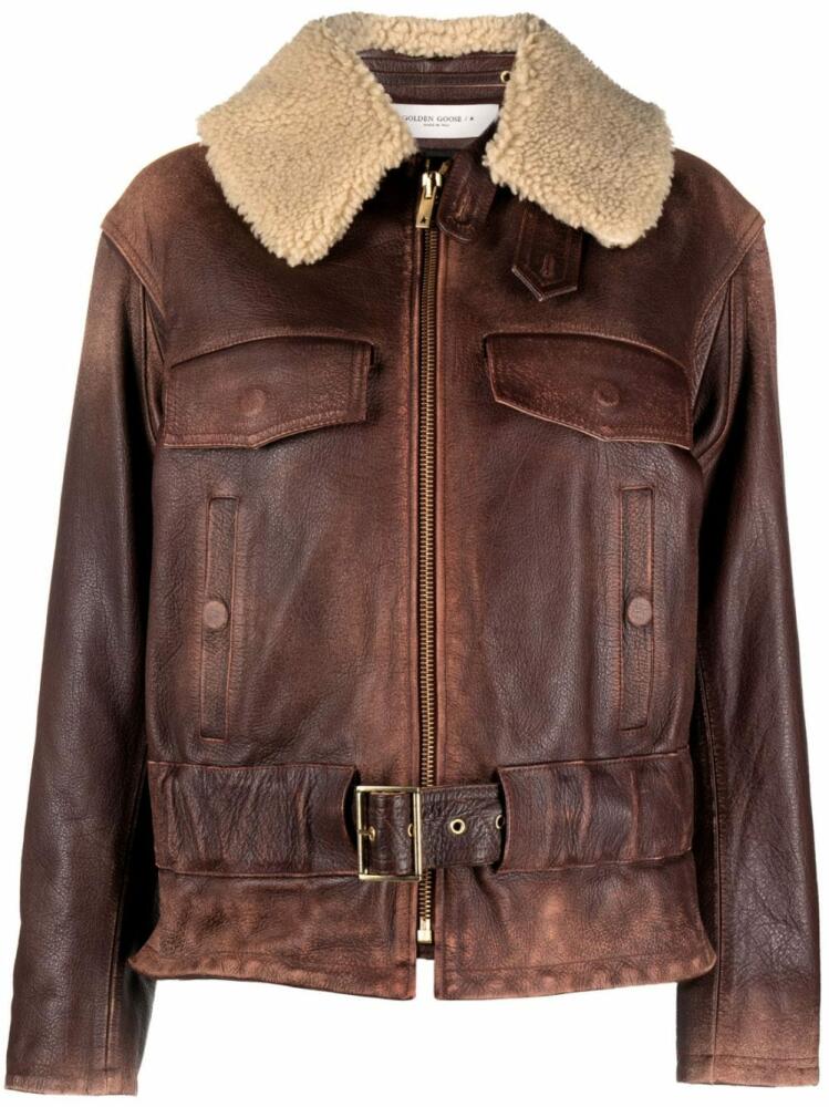 Golden Goose shearling leather jacket - Brown Cover