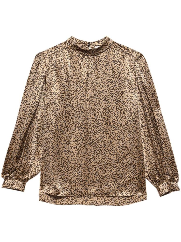 FRAME abstract animal-print silk blouse - Neutrals Cover