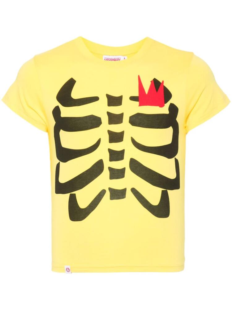 Charles Jeffrey Loverboy skeleton-print bab T-shirt - Yellow Cover