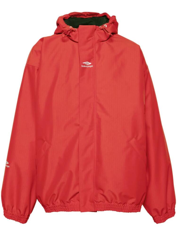 Balenciaga logo-print hooded ski jacket - Red Cover