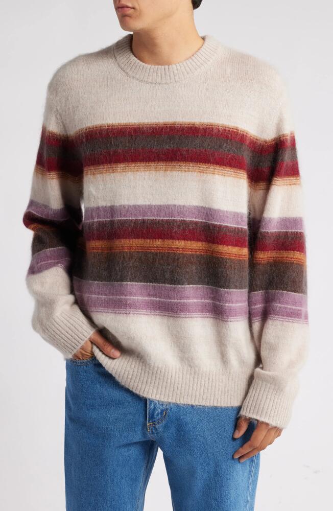 Wax London Wilde Stripe Wool & Mohair Crewneck Sweater in Oatmeal Multi Cover