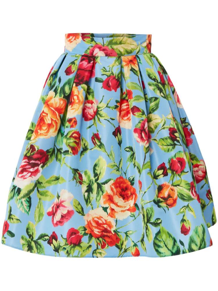 Carolina Herrera floral-print buckle-fastening skirt - Blue Cover