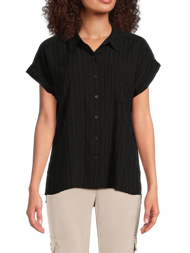 Calvin Klein Women's Striped Shirt - Black Cover