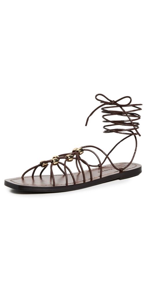 Loeffler Randall Mella Strappy Beaded Flat Sandals Espresso Cover