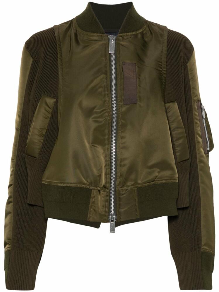 sacai panelled bomber jacker - Green Cover