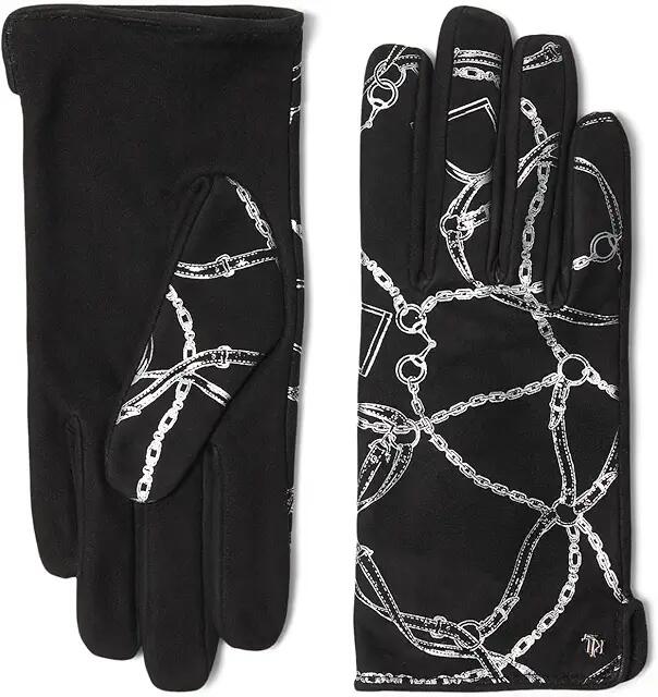 Lauren Ralph Lauren Printed Suede Belting Glove (Black) Gore-Tex Gloves Cover