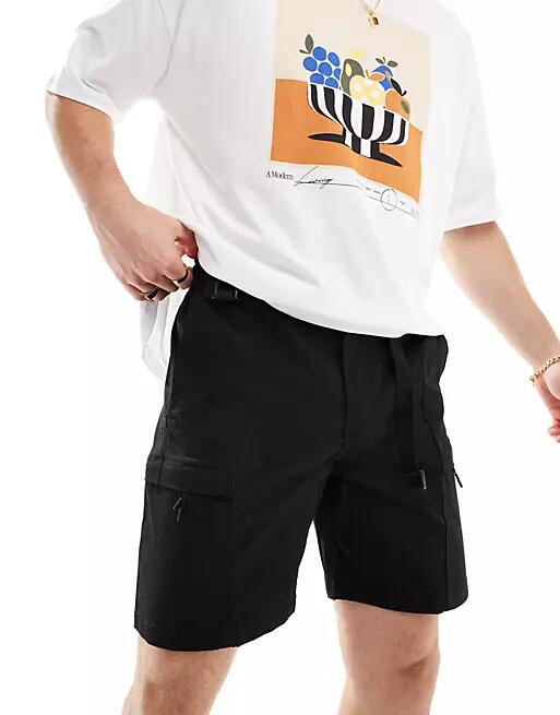 Jack & Jones technical cargo shorts in black Cover