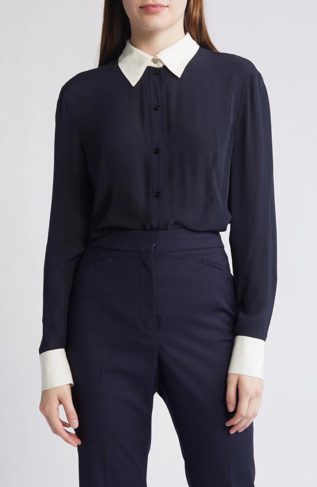 BOSS Billah Contrast Button-Up Shirt in Sky Captain Cover