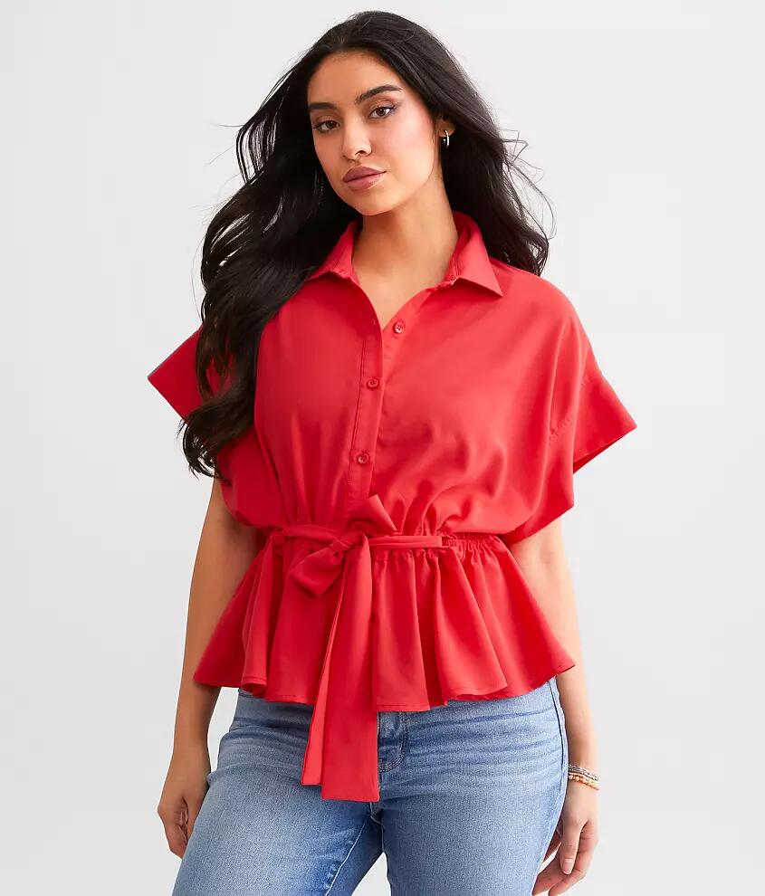 Hyfve Front Tie Peplum Blouse Cover