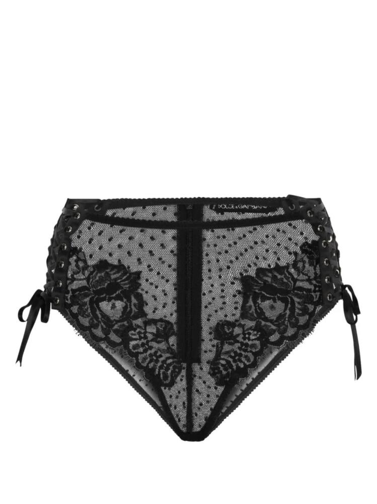 Dolce & Gabbana lace-detailing sheer briefs - Black Cover