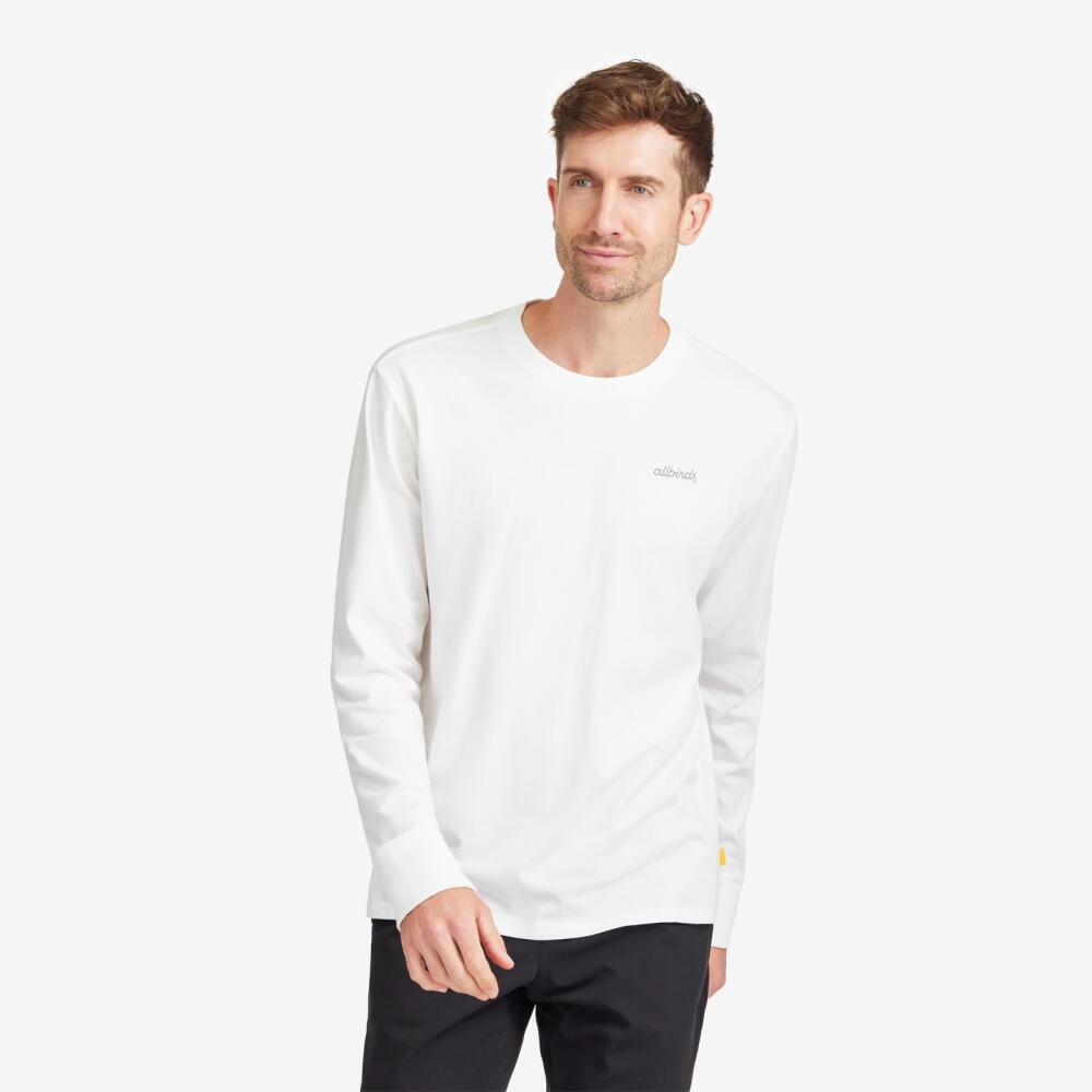 Allbirds Men's Organic Cotton Long Sleeve Tee, Logo - Blizzard Cover