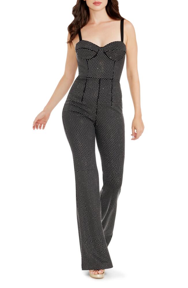 Dress the Population Presley Metallic Dot Jumpsuit in Black/Silver Cover