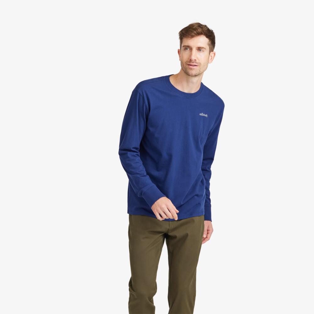 Allbirds Men's Organic Cotton Long Sleeve Tee, Logo - Deep Navy Cover