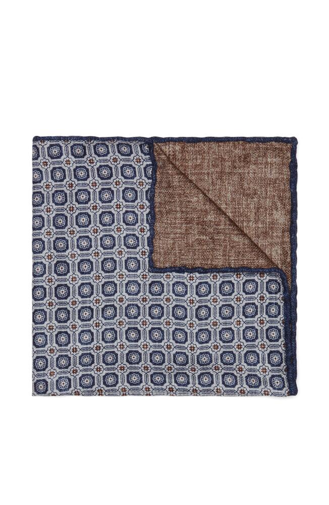 Brunello Cucinelli Silk pocket square with pattern in Denim Cover