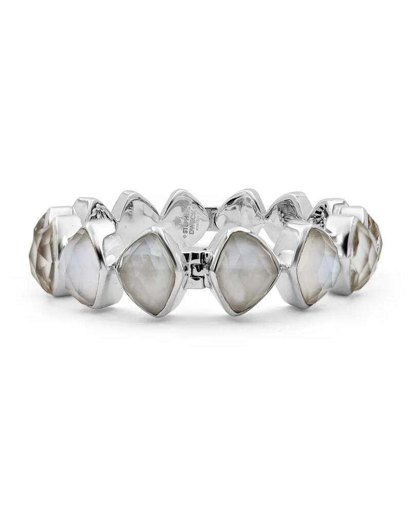 Stephen Dweck Faceted Natural Quartz, Mother-of-Pearl and Agate Bangle in Sterling Silver Cover