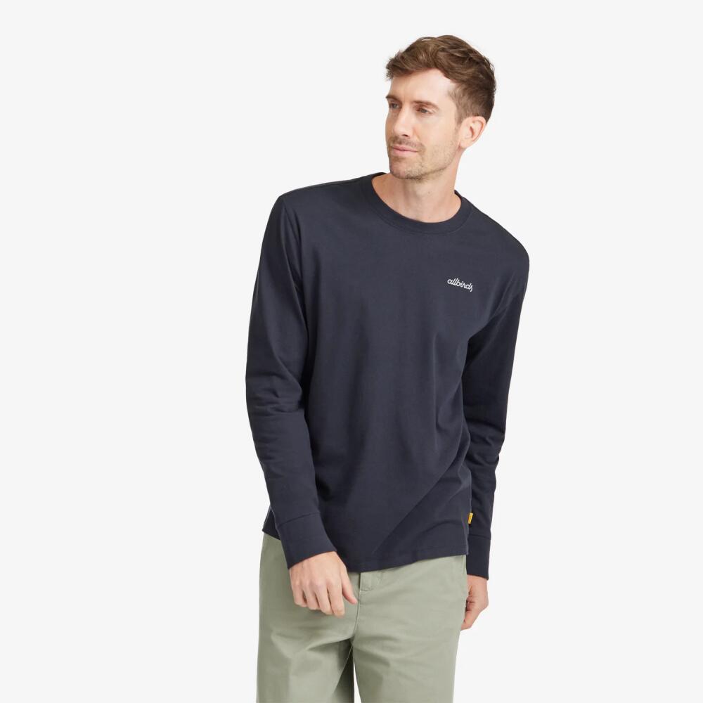 Allbirds Men's Organic Cotton Long Sleeve Tee, Logo - Natural Black Cover